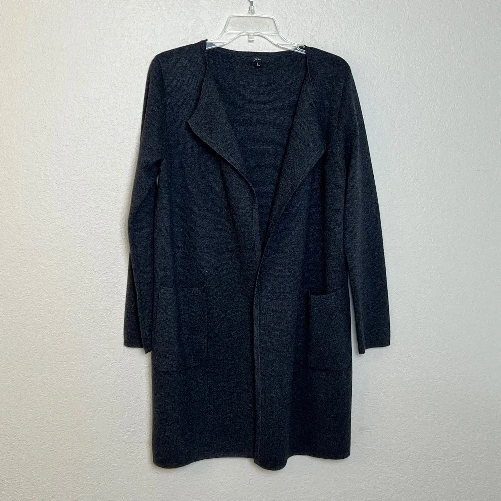 J. Crew Juliette Collarless Merino Wool Blend Cardigan Sweater - Picture 4 of 12
